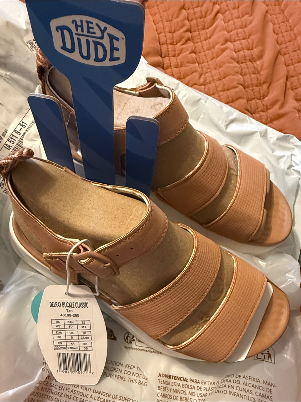 Hey Dude Delray Buckle Classic Women’s Tan Strappy Sandals